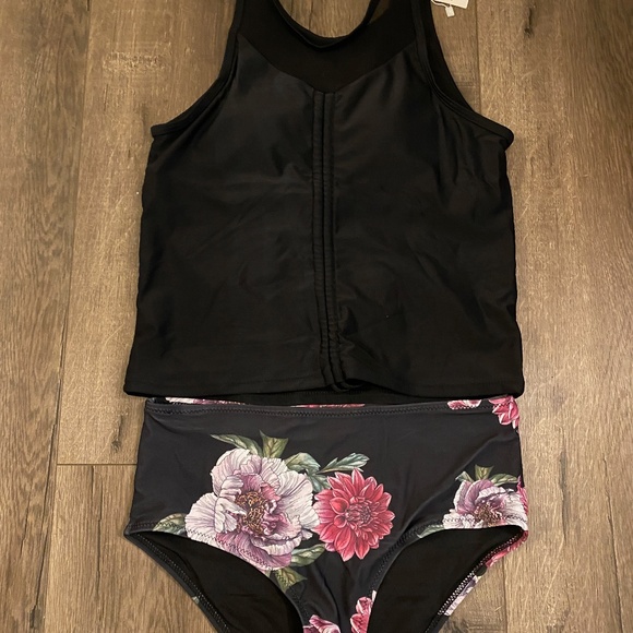 mesh patchwork drawstring tankini set (two ways of wearing) small - Picture 3 of 3